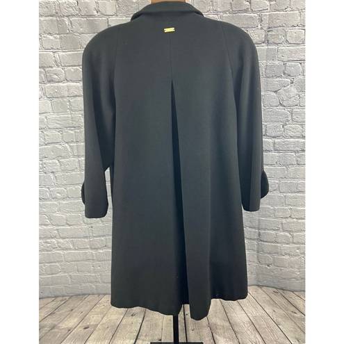 St. John  The Coat Collection Black Wool Swing Coat L Missing Button