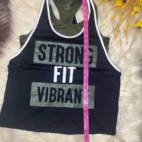 Energie  “ Strong, Fit, Vibrant” racerback tee sz large