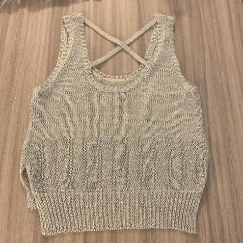 Rebecca Minkoff  Reina Metallic Silver Knit Tank Top!