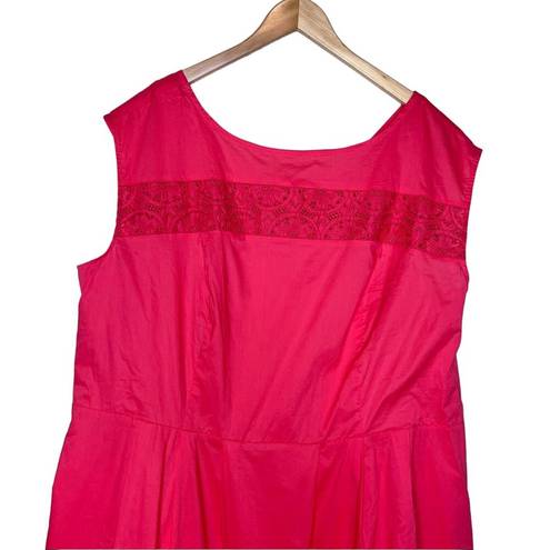 Isaac Mizrahi  coral 100% cotton crochet lace fit and flare sleeveless dress 3X