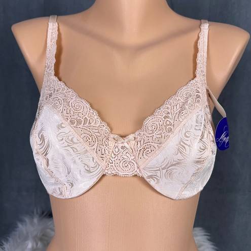 Second Skin Vintage New Lilyette Bra Size 36B Peach  Satin Style 0884 Lace