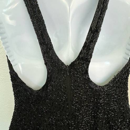 Oleg Cassini BLACKTIE by  Black Beaded sleeveless racer back dress SZ 4 GORGEOUS!