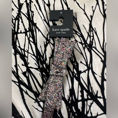 Kate Spade glitter bow belt, vegan leather, medium, NWT