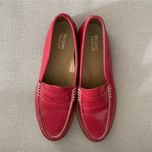 Krass&co G.H. Bass & . Whitney Weejuns Penny Loafers Patent Red Flats Women’s Size 6.5