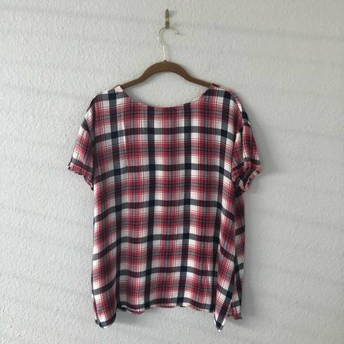 Isabel Maternity  Red Plaid Short Sleeve Top