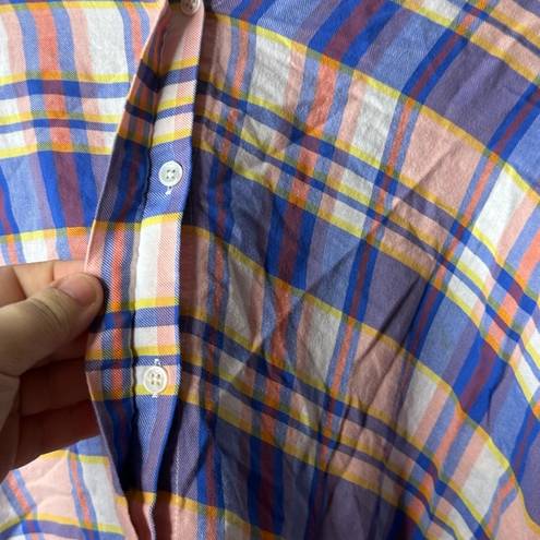 Joie  Women's Pink, Blue and Orange Plaid Button Up Shirt Size Small