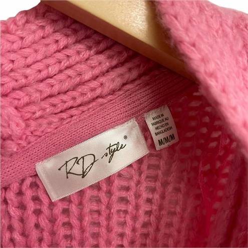 RD Style  Cardigan Laure Cropped Cable Knit Bubblegum Pink Textured Size Med NWT