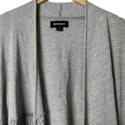 Betabrand  Waffle Knit Wrap Cardigan Sweater Gray Size Large