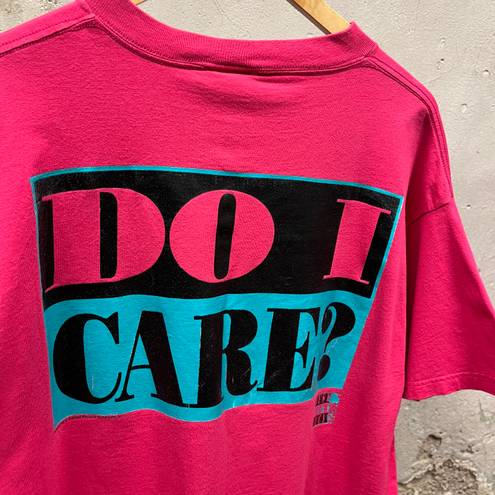 Tultex Vintage 90s Just Like Lucy Peanuts Do I Care? Pink Double Sided Graphic Tee XL