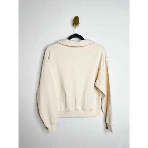 Polo Sporty & Rich 100% Cotton Cropped  Sweatshirt Cream White Medium