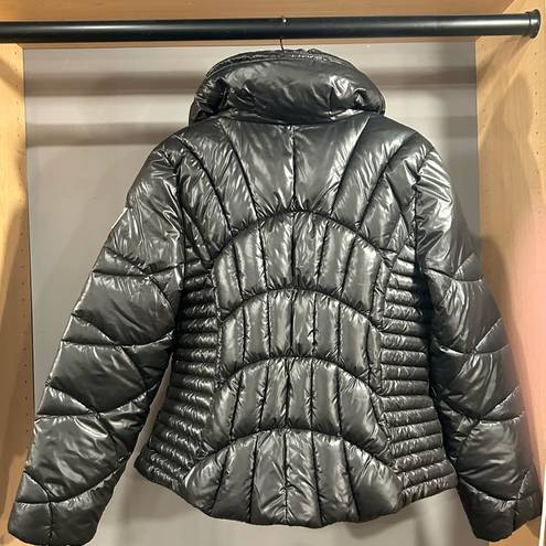 Guess  Black Puffer Jacket with Shiny Silver Zippers. NWT. XL.