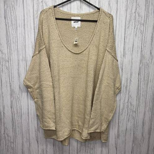 Aerie Womens Size L  Cream Oversized Sweater NWT