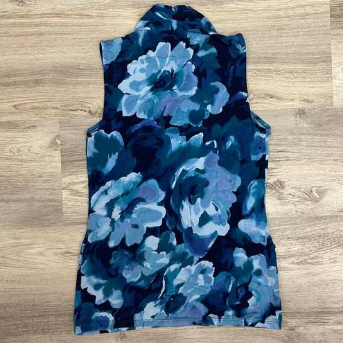 Tommy Bahama Mutli-Blue Color Floral Print Sleeveless Women's Wrap Shirt Size XS