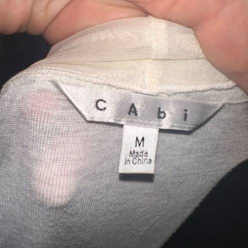 CAbi  cream & gray lightweight knit M drape cardigan