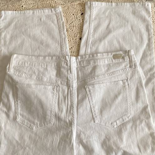 Skinny Girl  highrise button front cropped jeans pants wide leg white 33/25 NEW