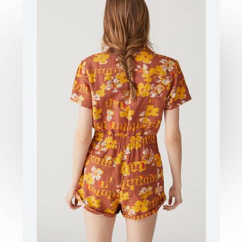 Urban Outfitters “Aloha” Redhook Linen Coverall Romper