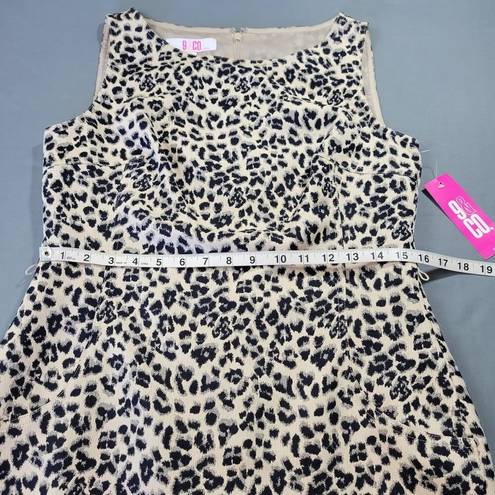 Krass&co 9& Womens Dress Size S Tan Midi Preppy Leopard Sleeveless Shift Round Neck Zip