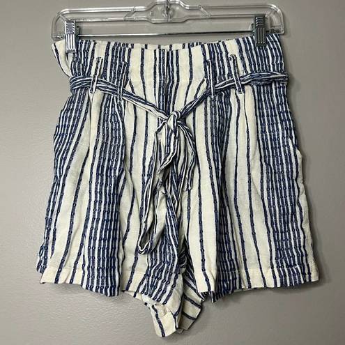 Lulus  paper bag waist high rise boho stripe embroidered shorts women's size S