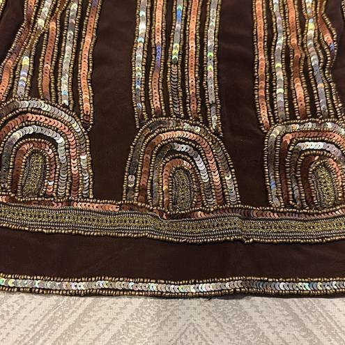 Tracy Reese  Women’s Brown Silk Beaded Tank Top