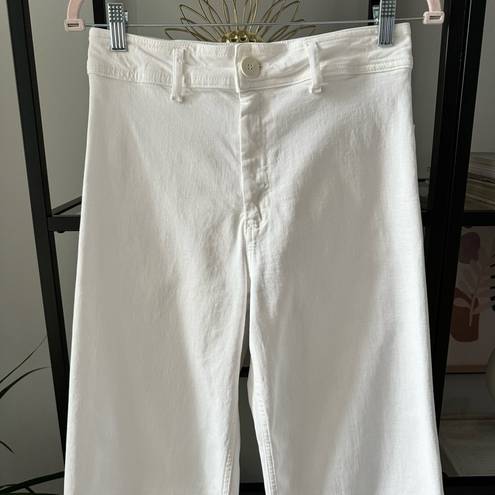 ZARA  The Marine Straight White High Rise Wide Leg Jeans Women’s 6 Bloggers Fave