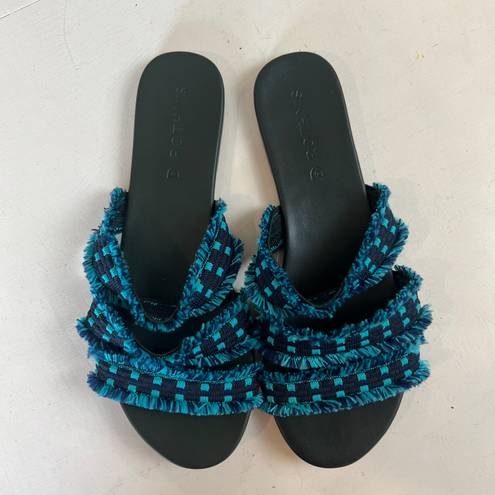 Rothy's - Triple Band Teal Blue Fringe Sandals Summer Vacation Resort Boho