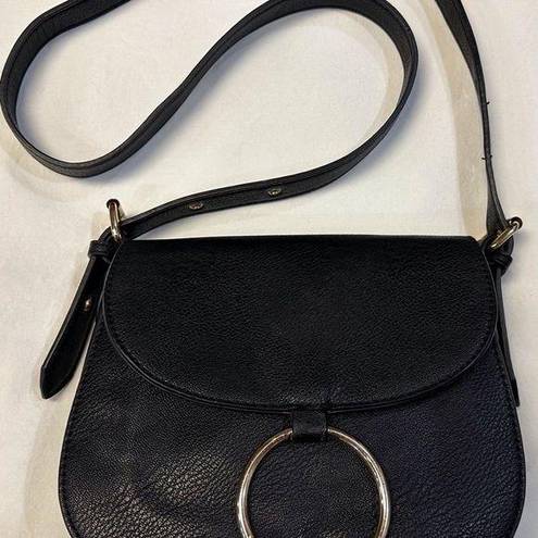 Krass&co G.H Bass & . Black Leather Crossbody Saddle Bag Purse