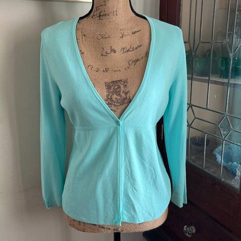 Krass&co Vintage NY& Cardigan Turquoise One Button Long Sleeves Women 90s/Y2K