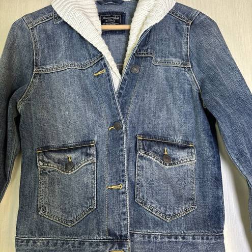 Abercrombie & Fitch  Women’s Sz S Shawl Sweater Lined Denim Jacket Button Jacket