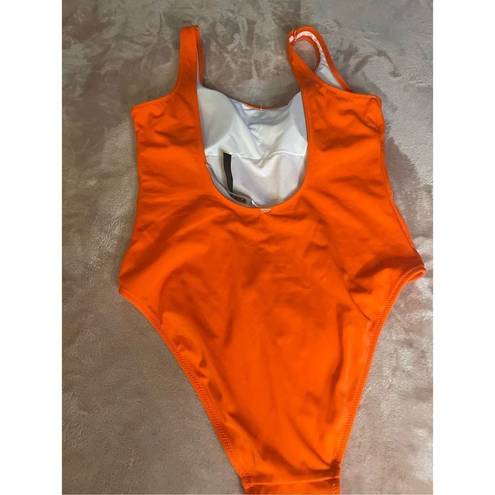 PINK - Victoria's Secret Victoria Secret Pink Scoop One Piece Swimsuit Medium Orange Solid