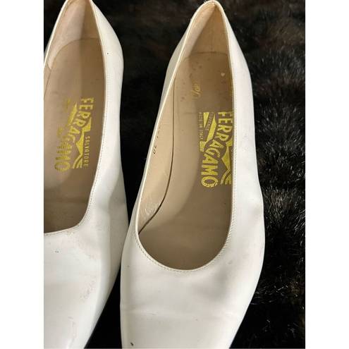 Salvatore Ferragamo  Clarissa White Leather flats 6.5