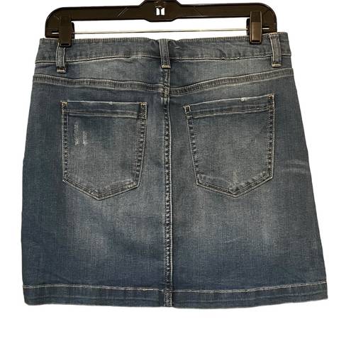 Chelsea and Violet  Distressed Denim Mini Skirt, Sz M