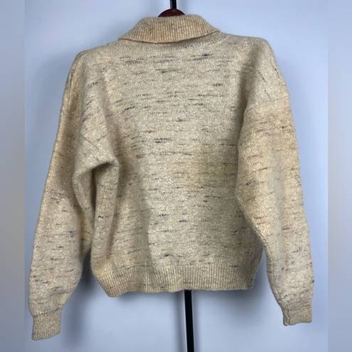 Krass&co Vintage Wills & . Cream Wool Crossover Shawl Collared Pullover Sweater