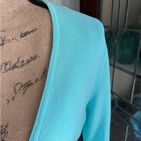 Krass&co Vintage NY& Cardigan Turquoise One Button Long Sleeves Women 90s/Y2K