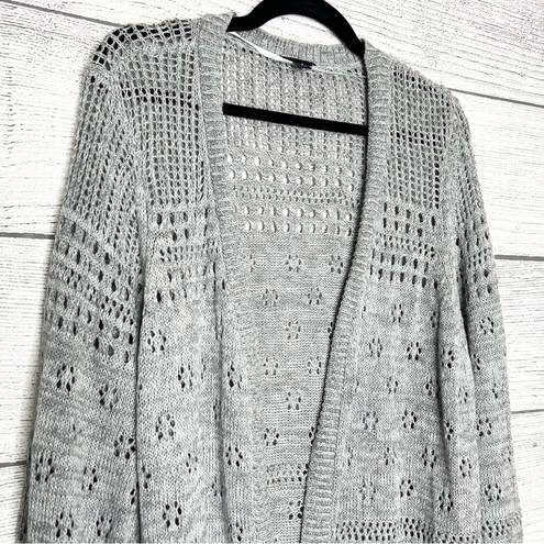 Torrid  Gray Long Sleeve Pointelle Open Knit Cardigan Sweater Size 3X 22-24