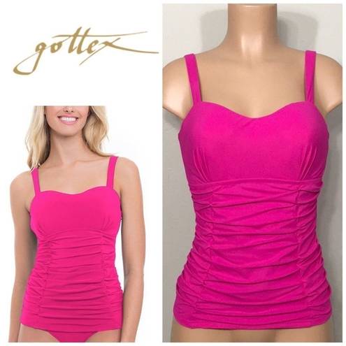 Gottex New. Pink  ruched tankini top. 32D. New