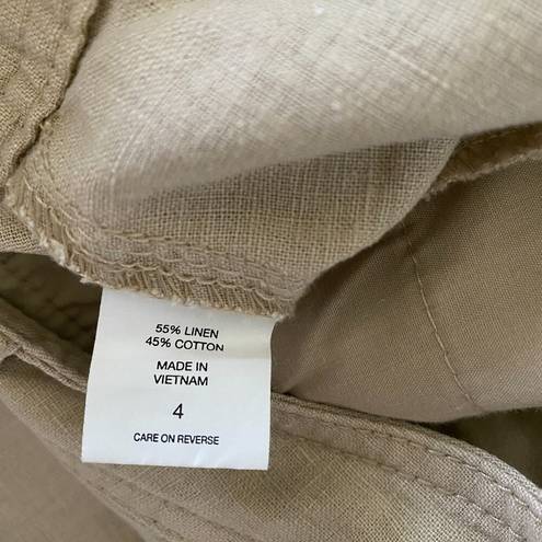 Krass&co NY &  Linen Cotton Blend Crop Straight Leg Khaki Pants Sz 4