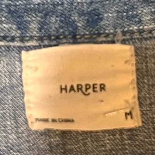 Harper  Women Denim Lace Distressed Jean Jacket Size Medium