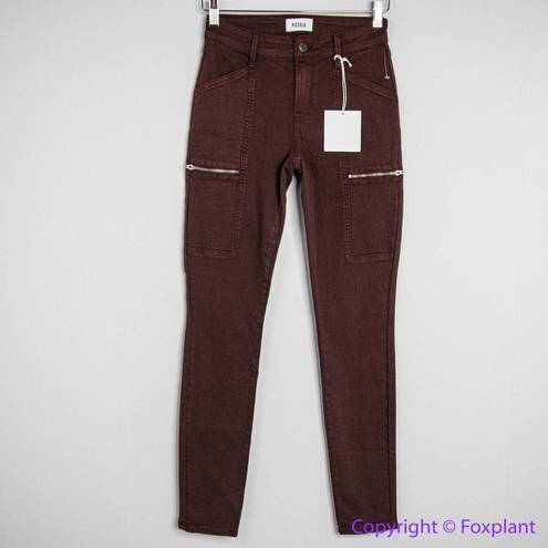 Pistola NEW  Women's Zip Pocket Hannah Cargo Skinny Moto Jeans Burgundy, 25