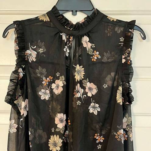 Who What Wear  Floral Sleeveless High Neck Blouse Large