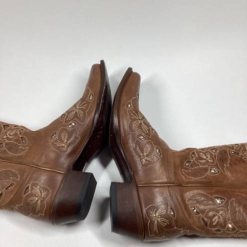 Shyanne  Cassia Sugar Mate Glitter Inlay Western brown Boot Snip Toe Size 10