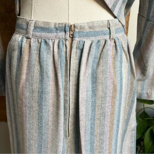 Vintage 1970’s Pastel Striped Blazer & Skirt Suit Set Small Multiple