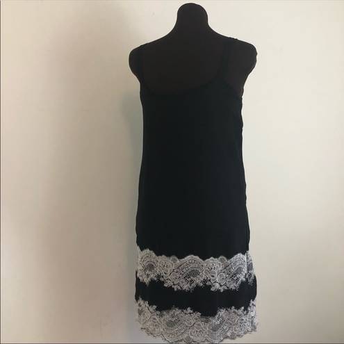 Bobeau S //  black with lace trim slip mini dress