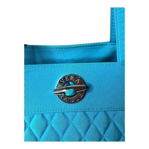 Vera Bradley  SHOULDER HANDBAG Quilted Turquoise Blue 3 Section Toggle Satchel!