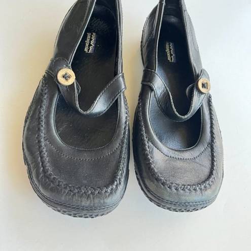 Patagonia ‎ Stitched Mary Jane Button Strap Womens Size 8 Shoes Poppy Black