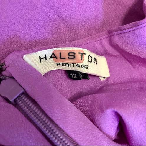 Halston Heritage Open Back Long Gown Cut Outs Orchid Bright Purple Pink sz 12