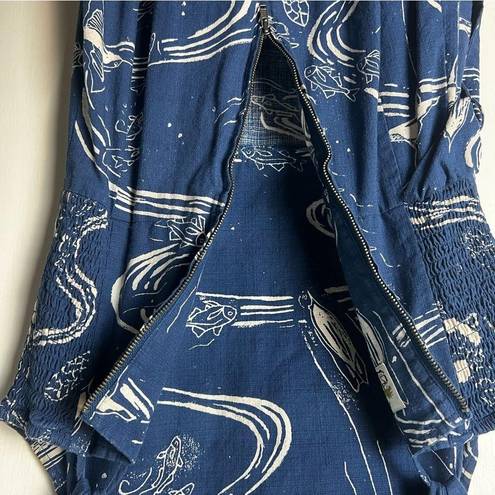 Patagonia Pataloha - Blue & White Loko l'a Stone Blue Fish Wrap Dress - Sz. 2