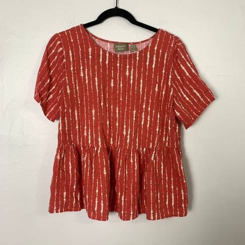 Krass&co Naturals D&C  Naturals Printed Linen Blend Peplum Blouse Tie Dye Size XS