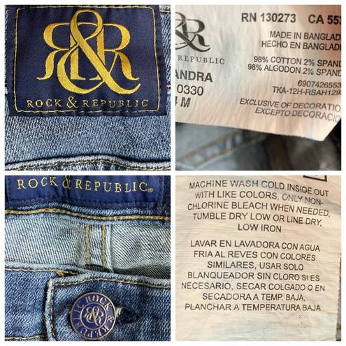 Rock & Republic  Medium Wash Kasandra Boot Cut Mid Rise Jeans Women's Size 14