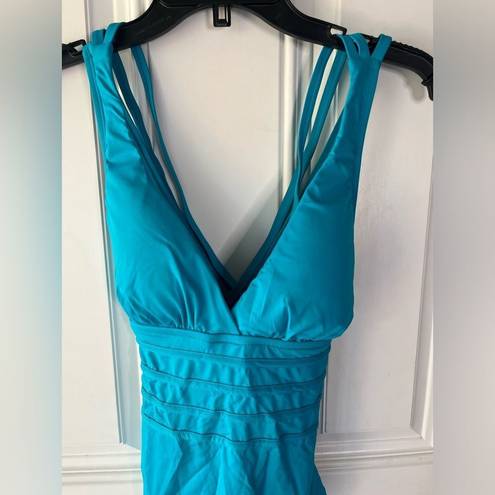 La Blanca  NEW one piece Island Goddess Strap Cross-Back in Turquoise size 6