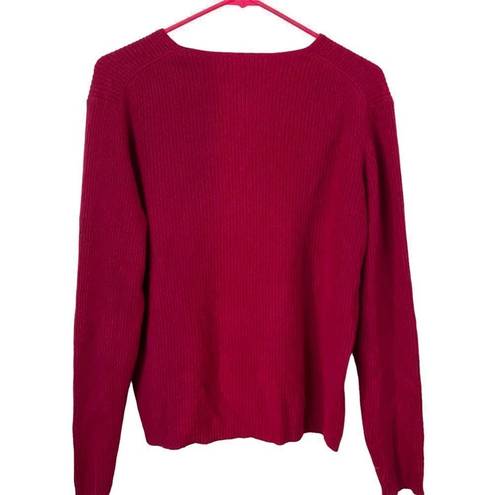 A. Giannetti Red 100% Cashmere V Neck Sweater Size L/XL